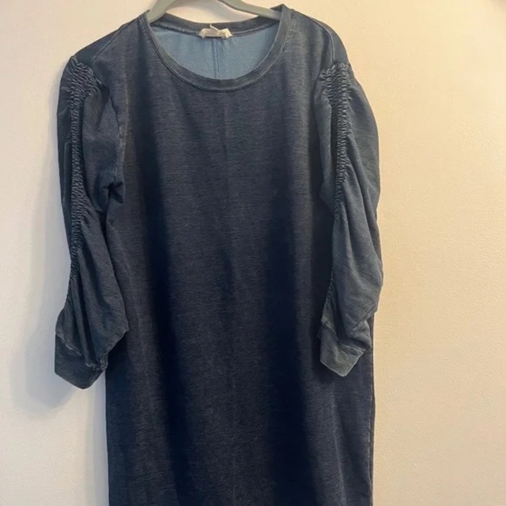 long sleeve blue mini t shirt dress